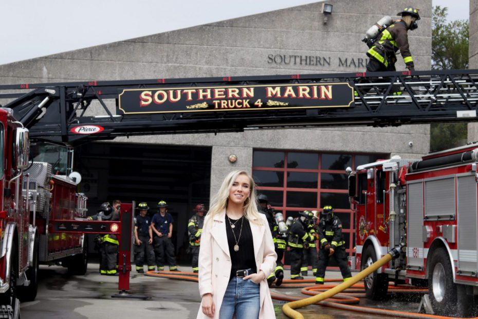 Perimeter CEO and co-founder Bailey Farren stands outside of the Southern Marin Fire Station 4 in Mill Valley, California.
